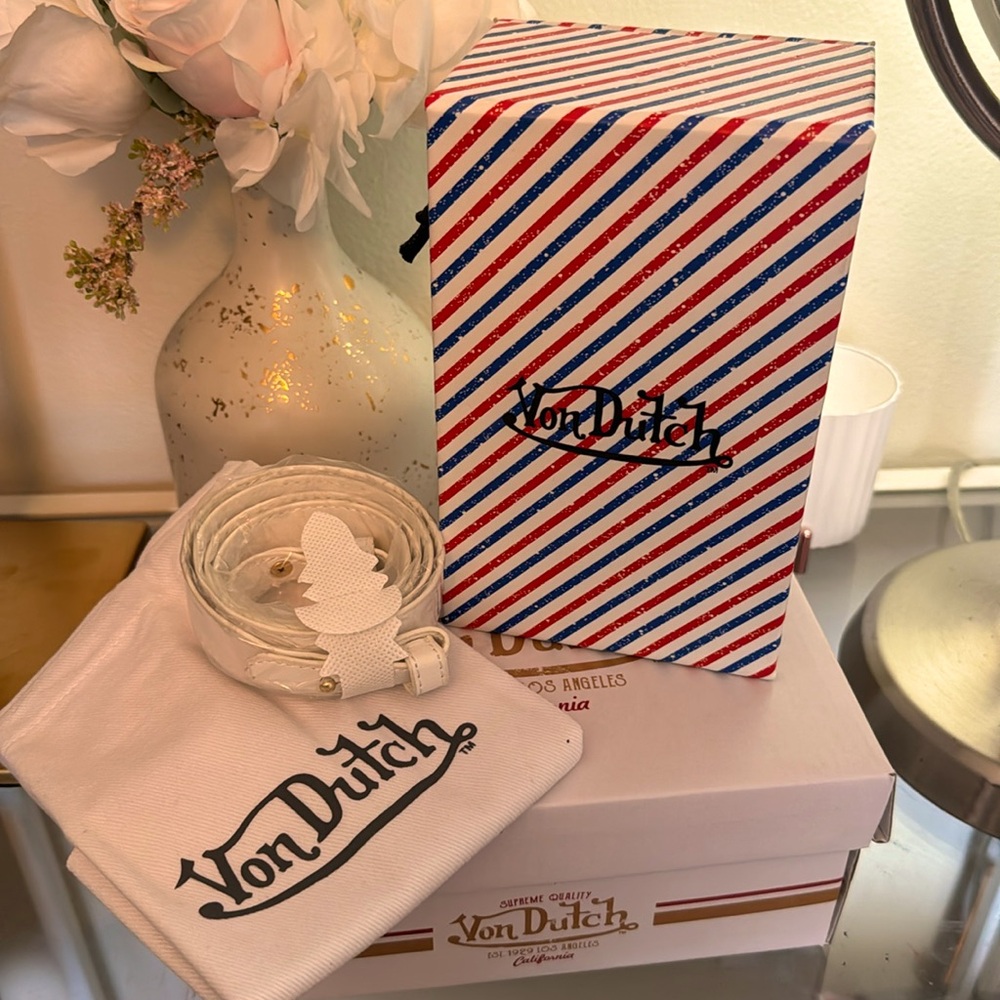 Von Dutch Small Mini Shoulder Bag Barbershop Striped Box